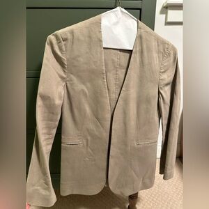 Theory light linen blazer. Tan color. Tailored, slim fit.